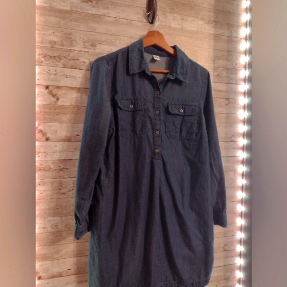 Old Navy Chambray Mini Dress Dark Wash